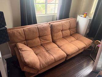 Brown futon couch