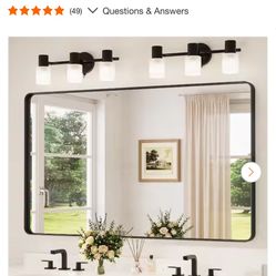 TETOTE 60 in. W x 36 in. H Modern Rectangular Black Bathroom Mirrors Aluminum Framed Wall Bathroom Vanity Mirror