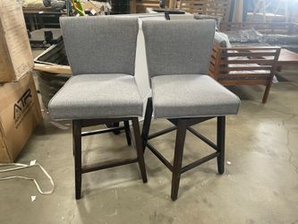 Assembled New 27” Swivel Bar Stools Set of 2 Counter Height Bar Chairs with Rubber Wood Legs