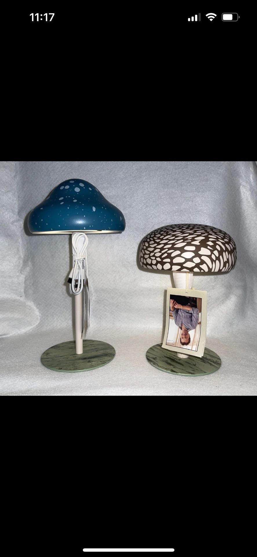 John Derian x Target Blue + Brown Mushroom Lamp Set, Brand New! 