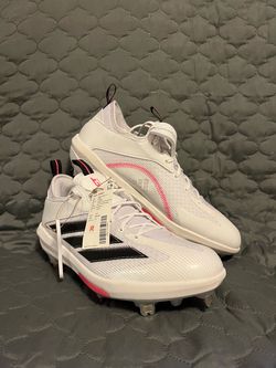 Adidas Baseball Cleats White Black Pink