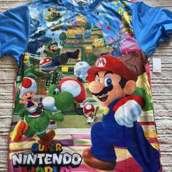 Super Nintendo World Universal Studios Hollywood All Over Print Shirt Size  Medium 