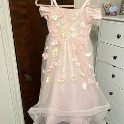 Boutique Couture Designer Style Party Dress Pink Floral Size 7 