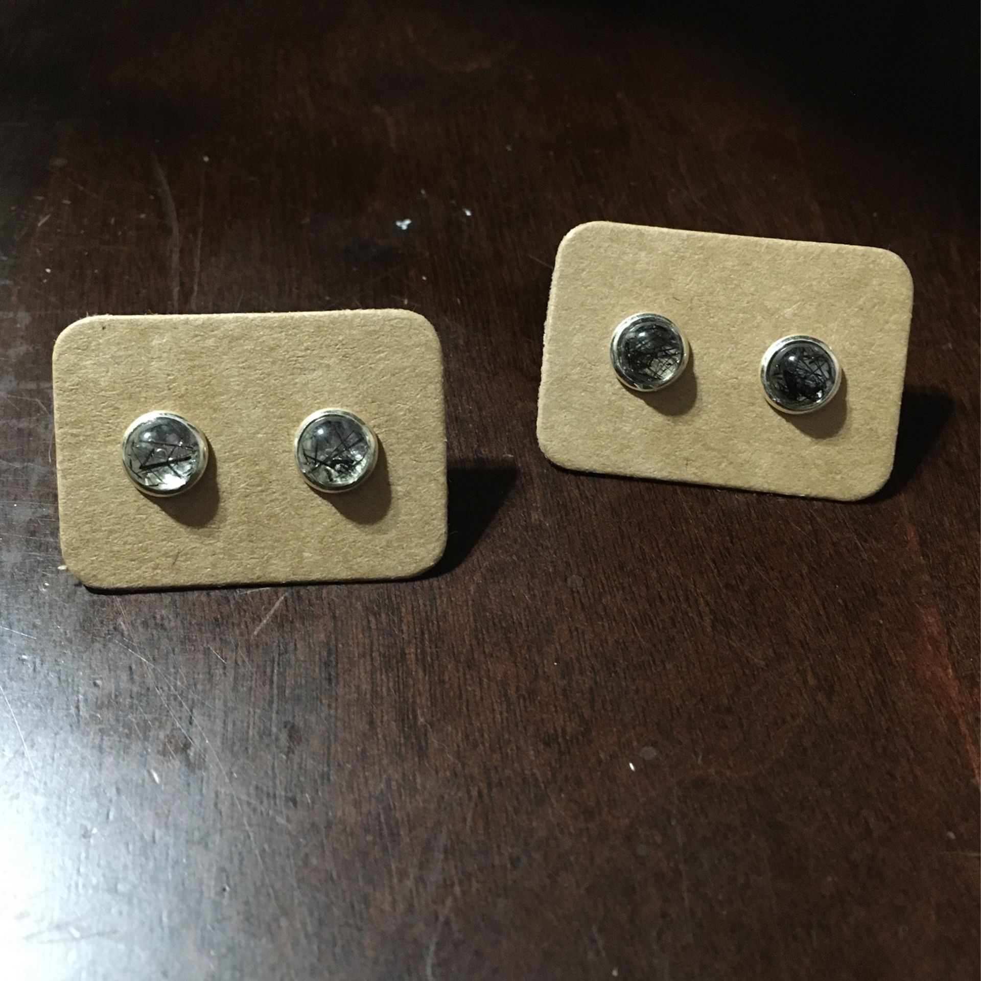 Black Rutile Stud Earrings