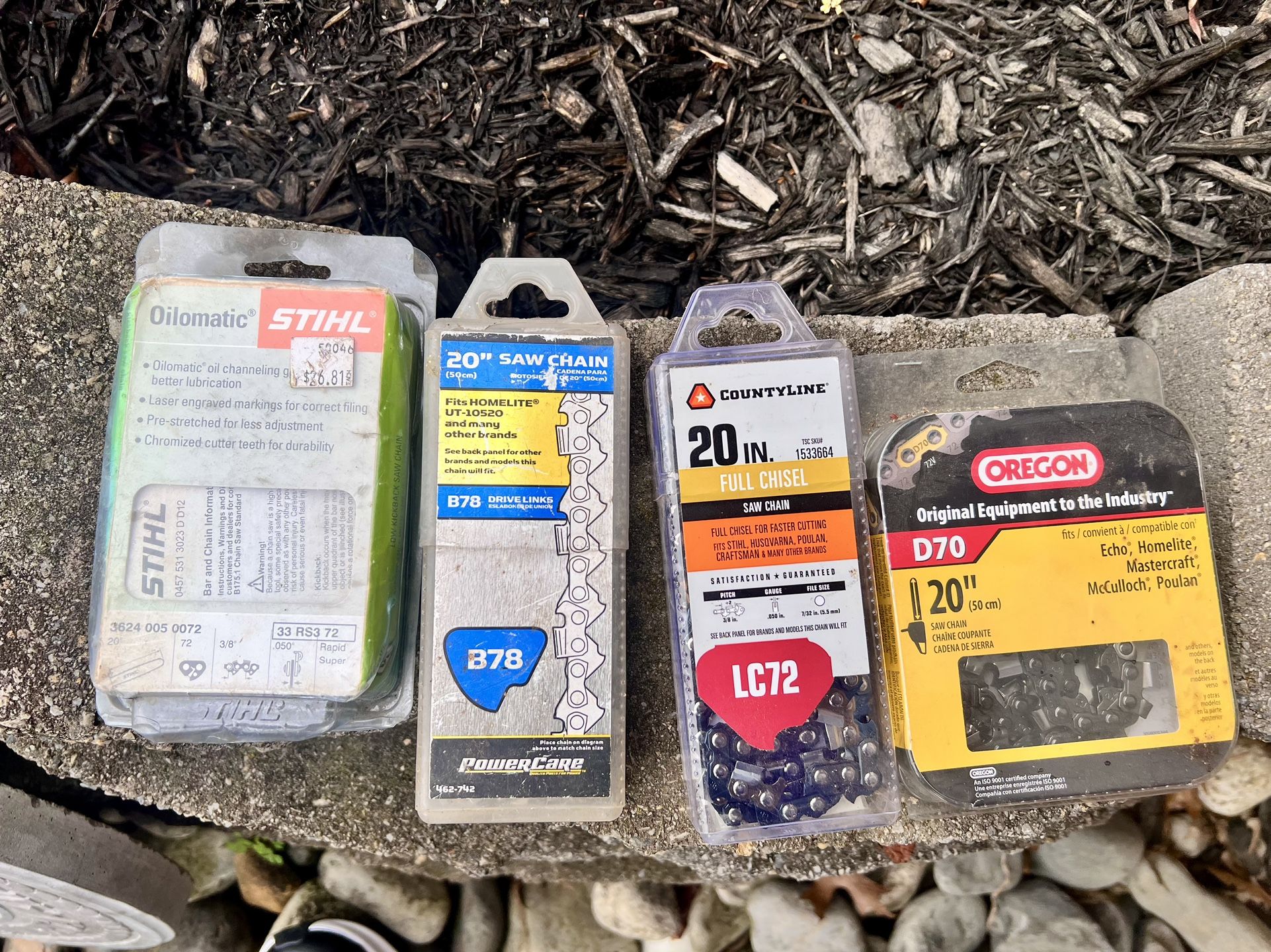 New And One Used Chainsaw Blades, 20 Inch