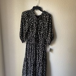 Brand new woman’s Just Taylor brand black and white polka dot maxi dress up for sale
