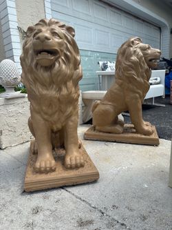 Pair Of Cement LION Statues- Good Condition