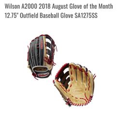 Wilson A2000 2018 August Glove of the Month 12.75" Outfield Baseball Glove SA1275SS