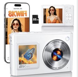 8K Digital Camera for Photography 96MP WiFi Dual Screen Camera