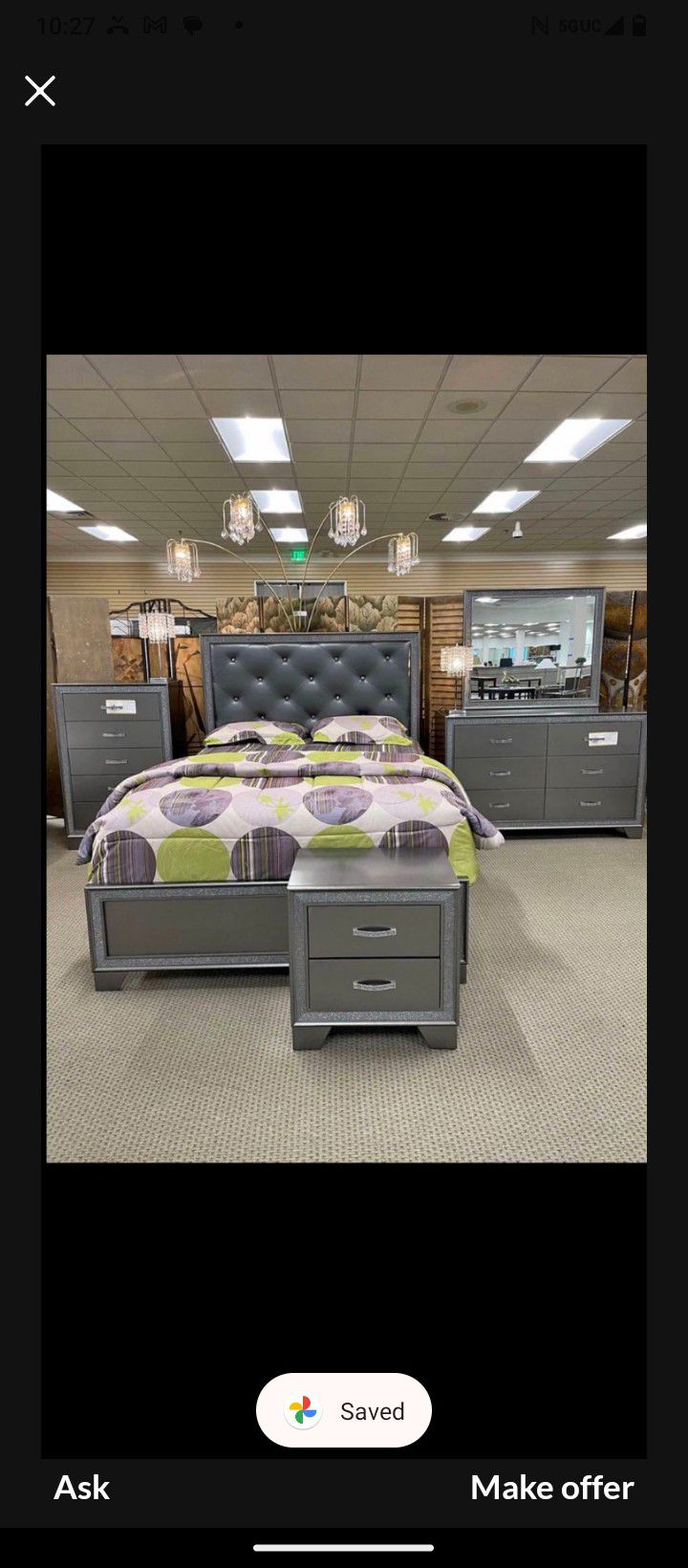 New Queen Size 5 Piece Bedroom Set With Dresser Mirror Nightstand Chest Without Mattress And Free Delivery