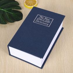 Mini Book Safe, Key Lock, Blue

