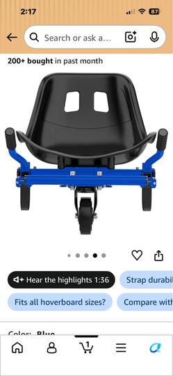 New in box! Hover-1 Buggy Hoverboard Attachment - Compatible with Most 6.5" & 8" Electric Hoverboards, Hand-Operated Rear Wheel Control, Adjustable Fr