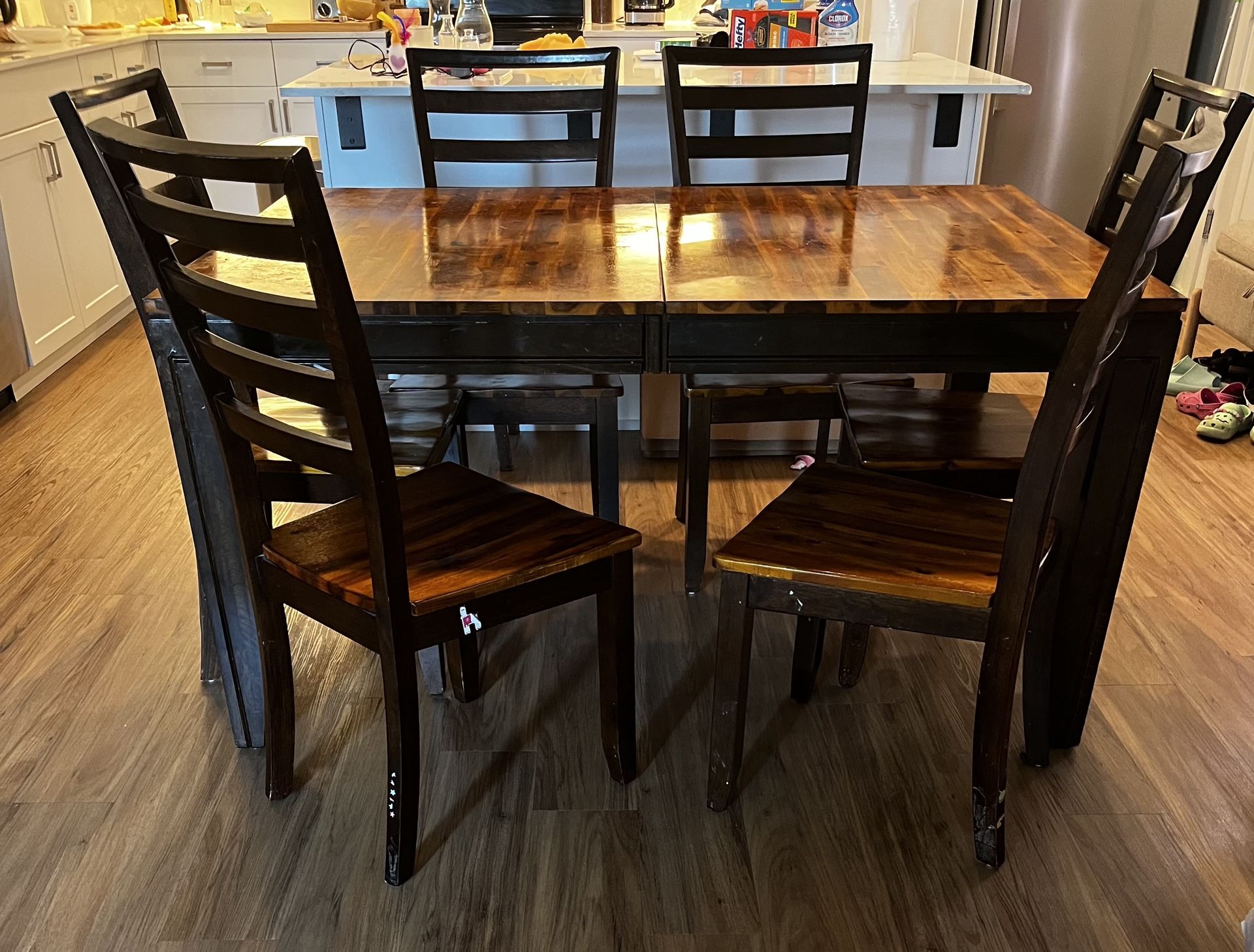 Solid Wood Dining Table with 6 Chairs. Rustic Farm Charm!