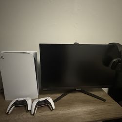 Ps5 With Monitor And Headset 