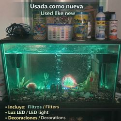 🐠 Pecera / Acuario 35 Galones – Usada como Nueva 🐠