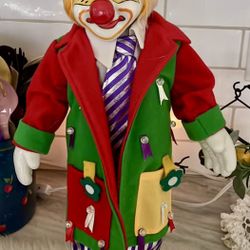 Vintage Porcelain Ceramic 19” Freestanding Poseable Clown