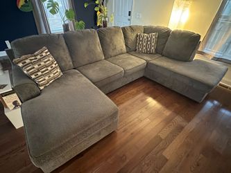 Gray Microfiber U-Shaped Sectional Sofa