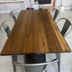 Stylish Solid Wood + Metal Industrial Dining Table Set – Seats 6 – $325 OBO