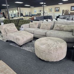 Plush Faux Fur Sectional Sofa Set with Ottoman 🚚WE DELIVER🚚