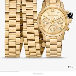 MICHAEL KHORS 18K GOLD STERLING SILVER TRIPLE TIER WATCH 30% OFF