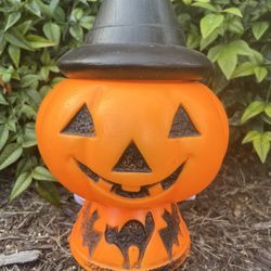 13” Witch Hat Pumpkin Lamp Blow Mold-Vintage Halloween