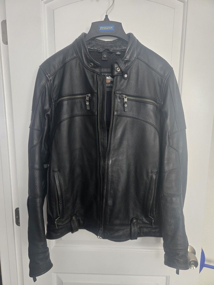 Genuine Harley Leather Jacket Mens Medium