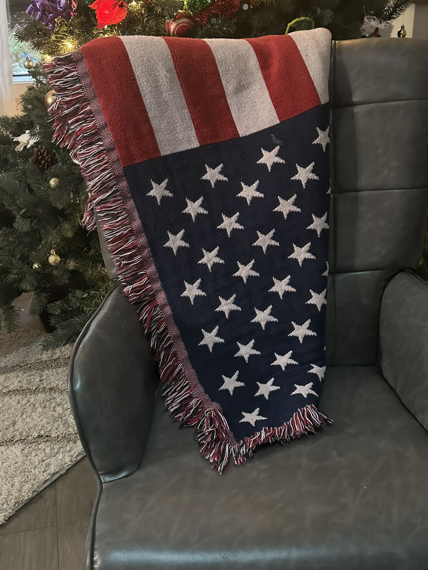 ✨🥗✨✨VINTAGE American National Flag Woven Throw