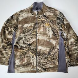Realtree zip up fleece camouflage with gray sides mens size XL