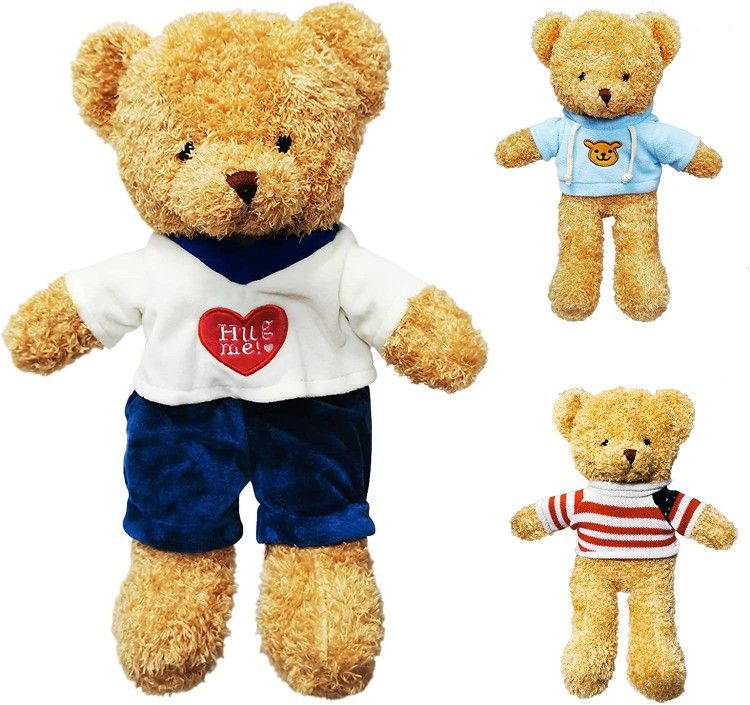 Teddy Bear Plush Toy Cute Teddy Bears Stuffed Animals Plushie 14" with 3 Clothes