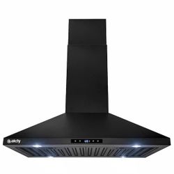 Shop AKDY
30 in. 343 CFM Convertible Kitchen Island Mount Range Hood in Black Painted Stainless Steel with Touch Control