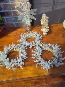 Icy Crystal Glitter Christmas Wreaths Set of 3 also tree topper and Christmas decorations