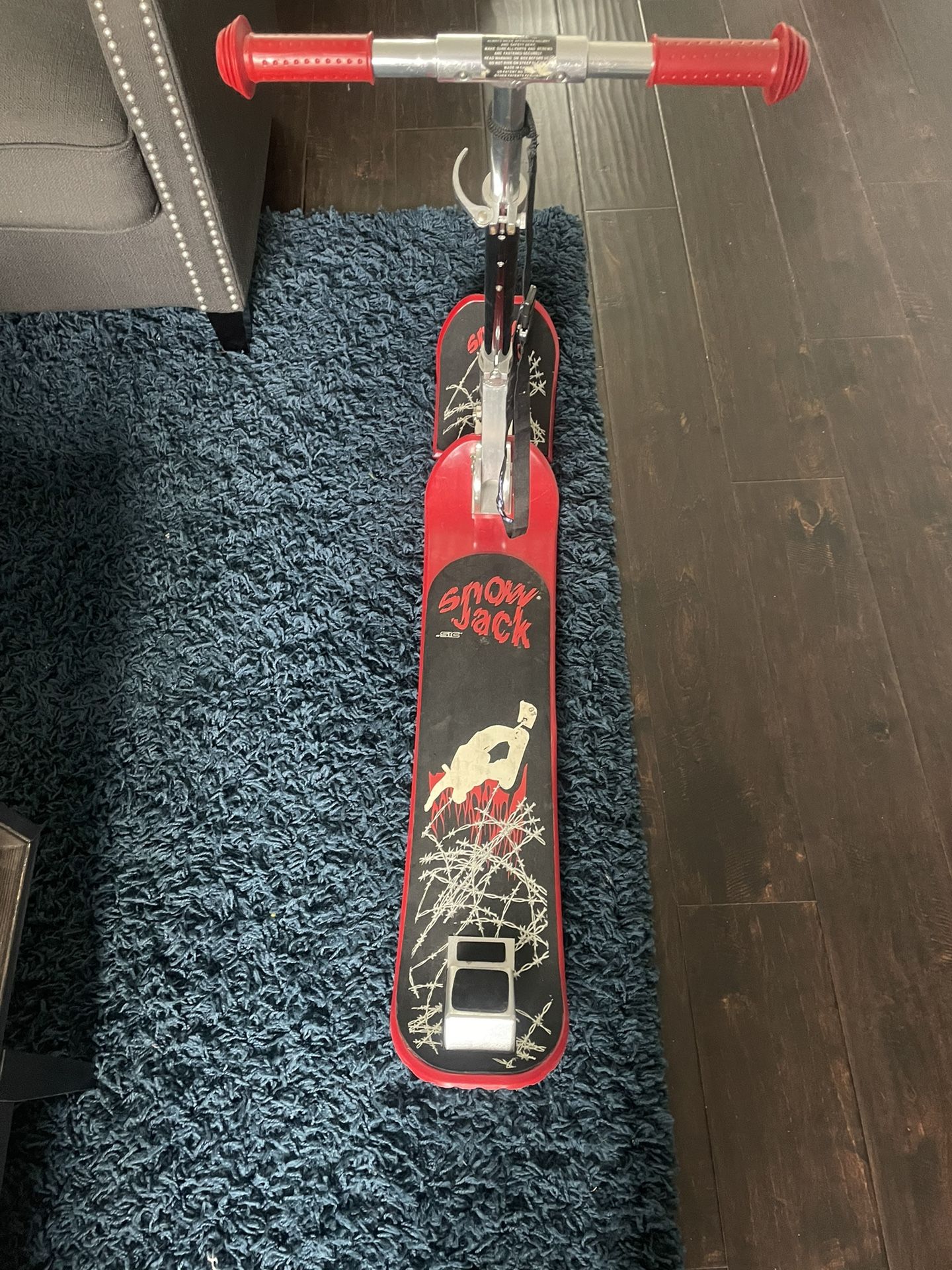 Snow Sled Snow Jack Scooter W/ Lanyard By Sic Upright Sled