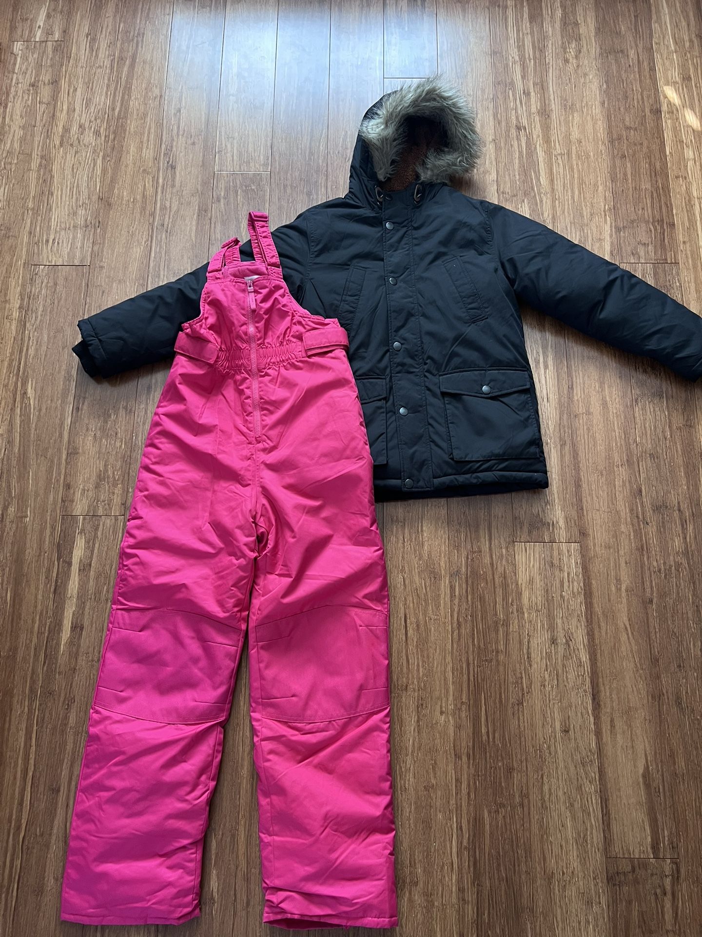 Girls Snow Bibs And Jacket Size Large (10/12)