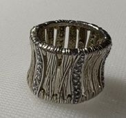 Sterling Silver Wide Band Ring w/CZs