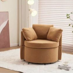 Khaki Teddy Fabric Swivel and Storage