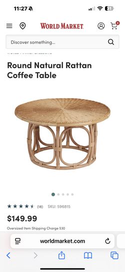 World market rattan coffee table
