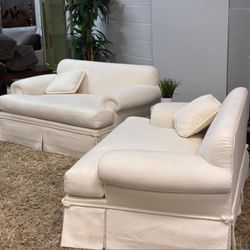 Hooker Designer Loveseats – Cream Fabric (Pair) USA MADE - 
SAME FREE DAY DELIVERY
