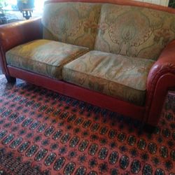Pearson red and tan luxury Leather and sofa couch loveseat . 