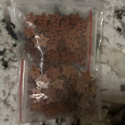 Brown wooden star buttons for crafts, sewing & scrapbooking 