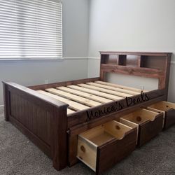 Full Solid Wood Bed Frame With 3 Drawers $500
