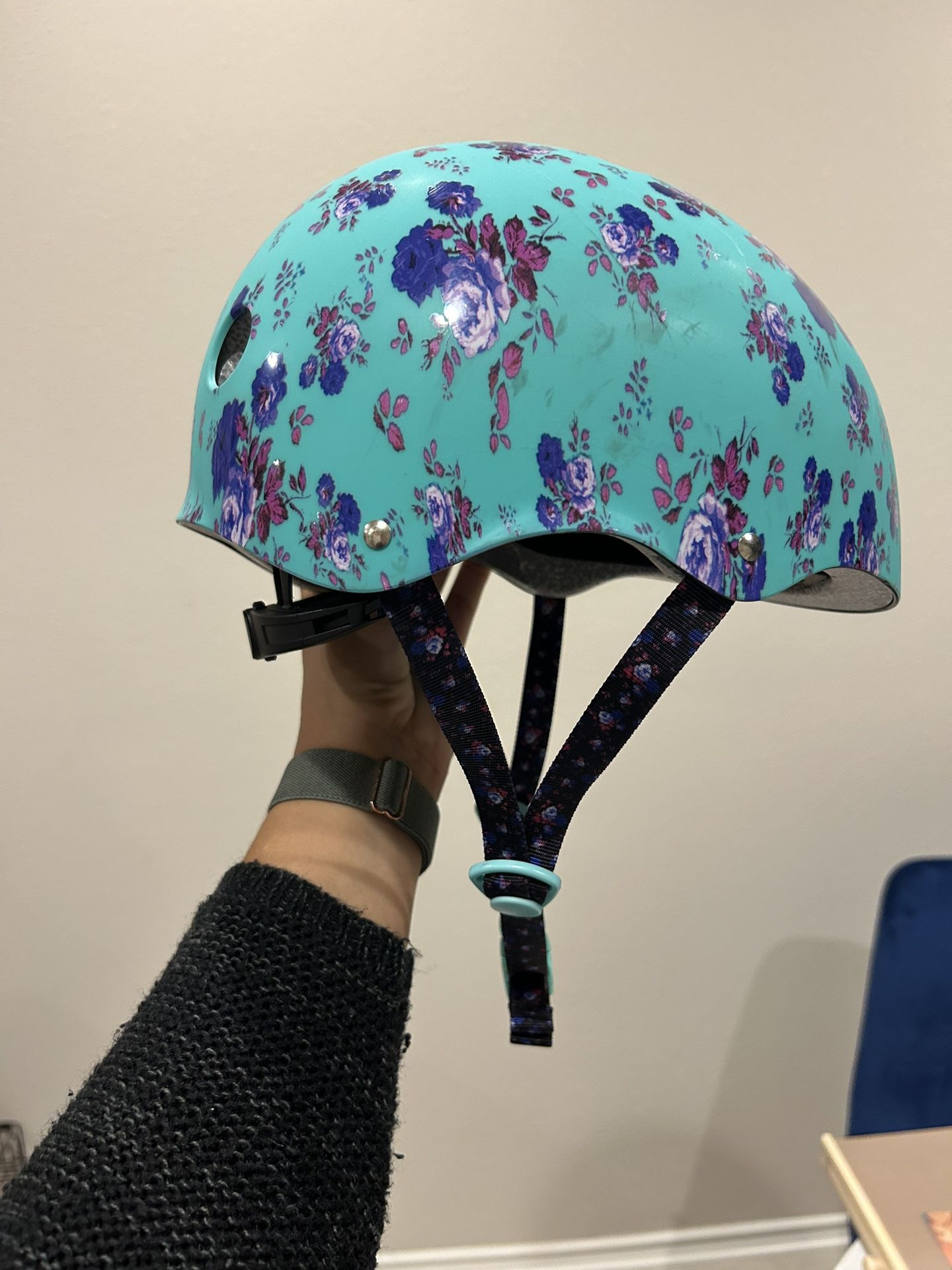 Blue Floral Helmet