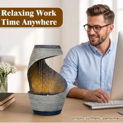 Modern Indoor Tabletop Water Fountain for Office Decor Gifts for Women Men Zen Relaxation Water Fountains Desktop Waterfall Desk Home Office Decor