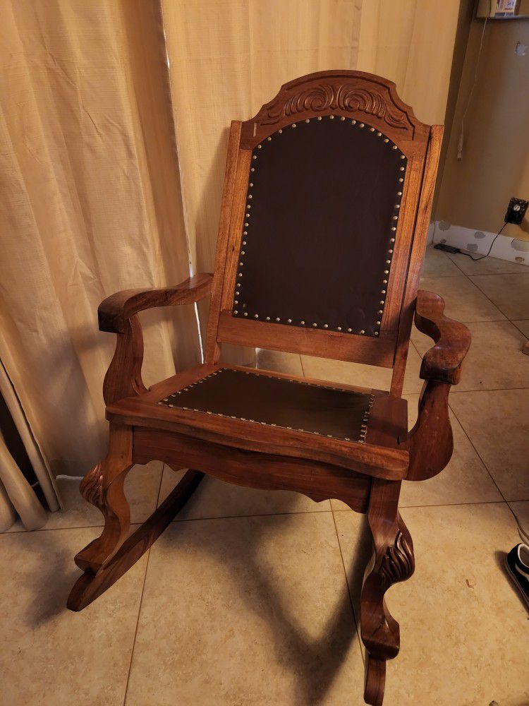 Rocking Chair With Leather Seat