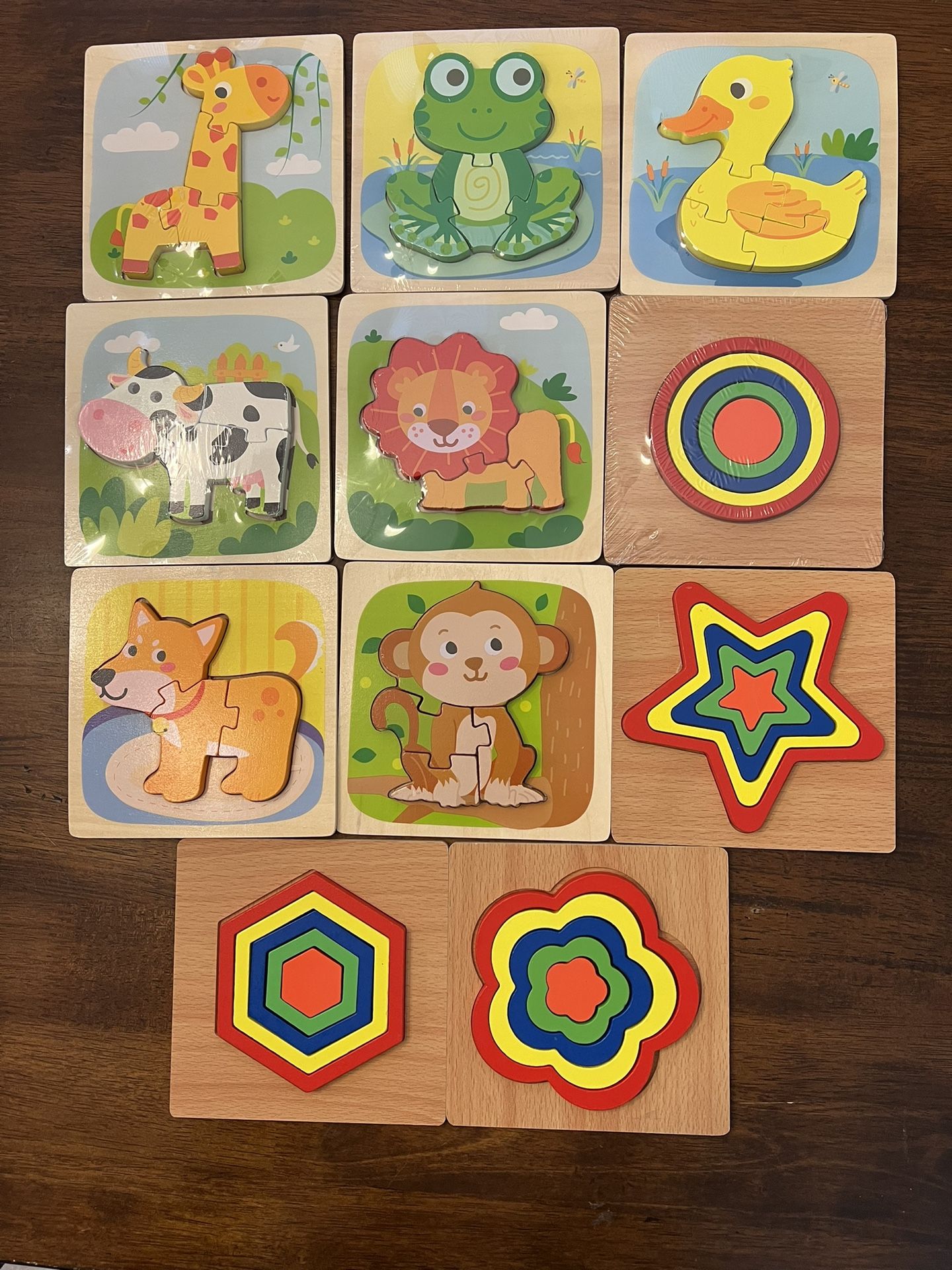 11 Wooden Montessori Puzzles