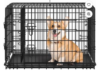 Yaheetech 36.2 inch Folding Metal Wire Dog Crate Pet Cage with Divider and Pull-out Tray, Black