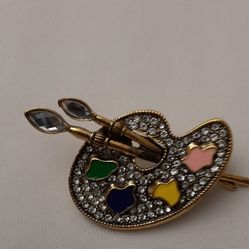 Napier Colorful artist palette brooch/ rhinestones