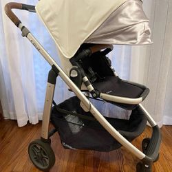 UPPABaby Cruz Stroller - Loic (White/Silver/Saddle Leather) + MESA Jake Black Infant Car Seat + 2  Bases