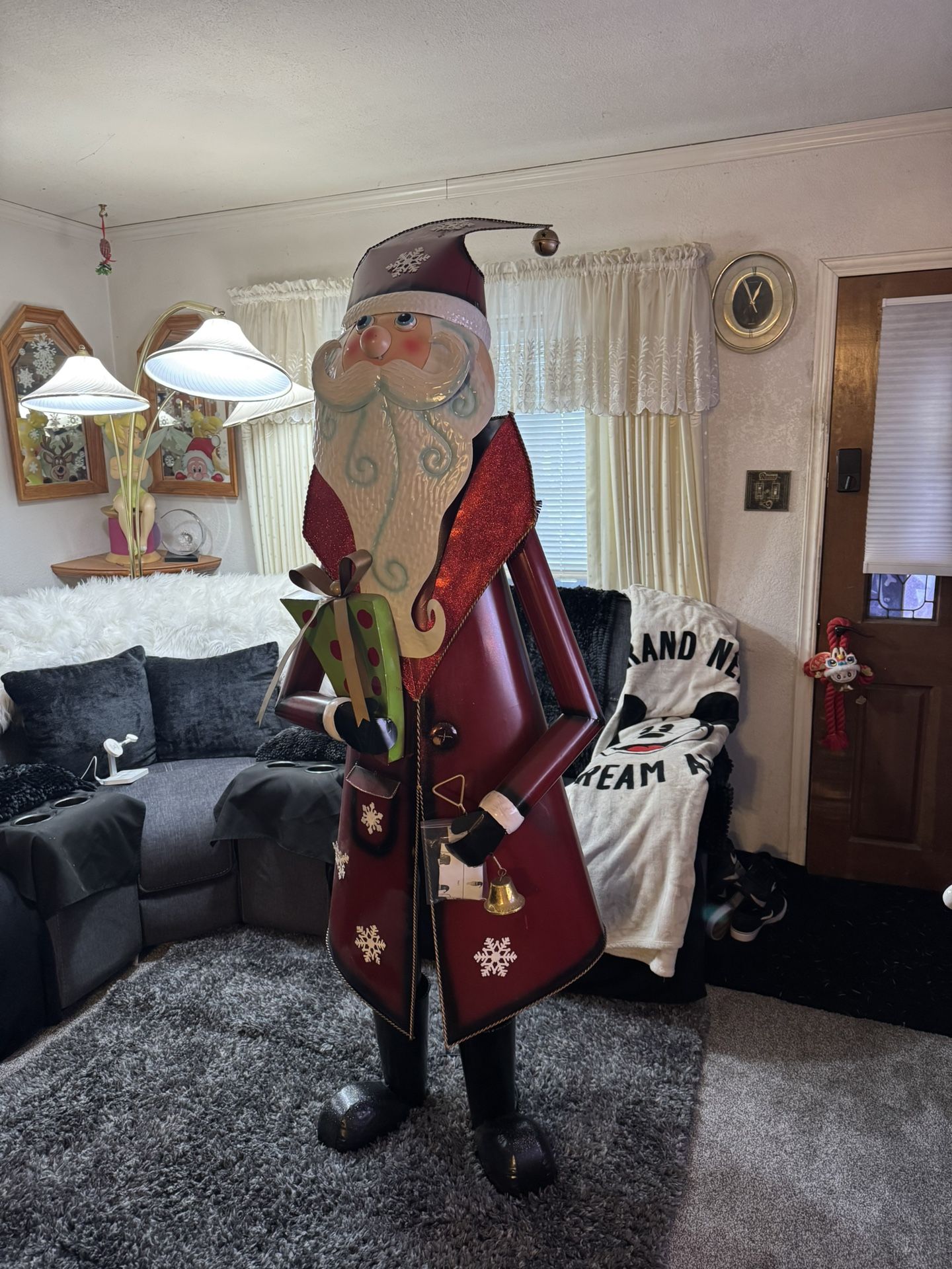 Christmas Rare Metal Christmas Santa Sculpture Outdoor Or Indoor Santa Large