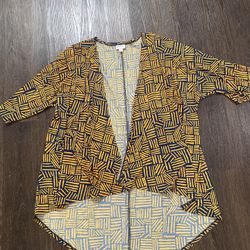 Womans Navy Blue Mustard LulaRoe Cárdigan Shirt Size Small #10