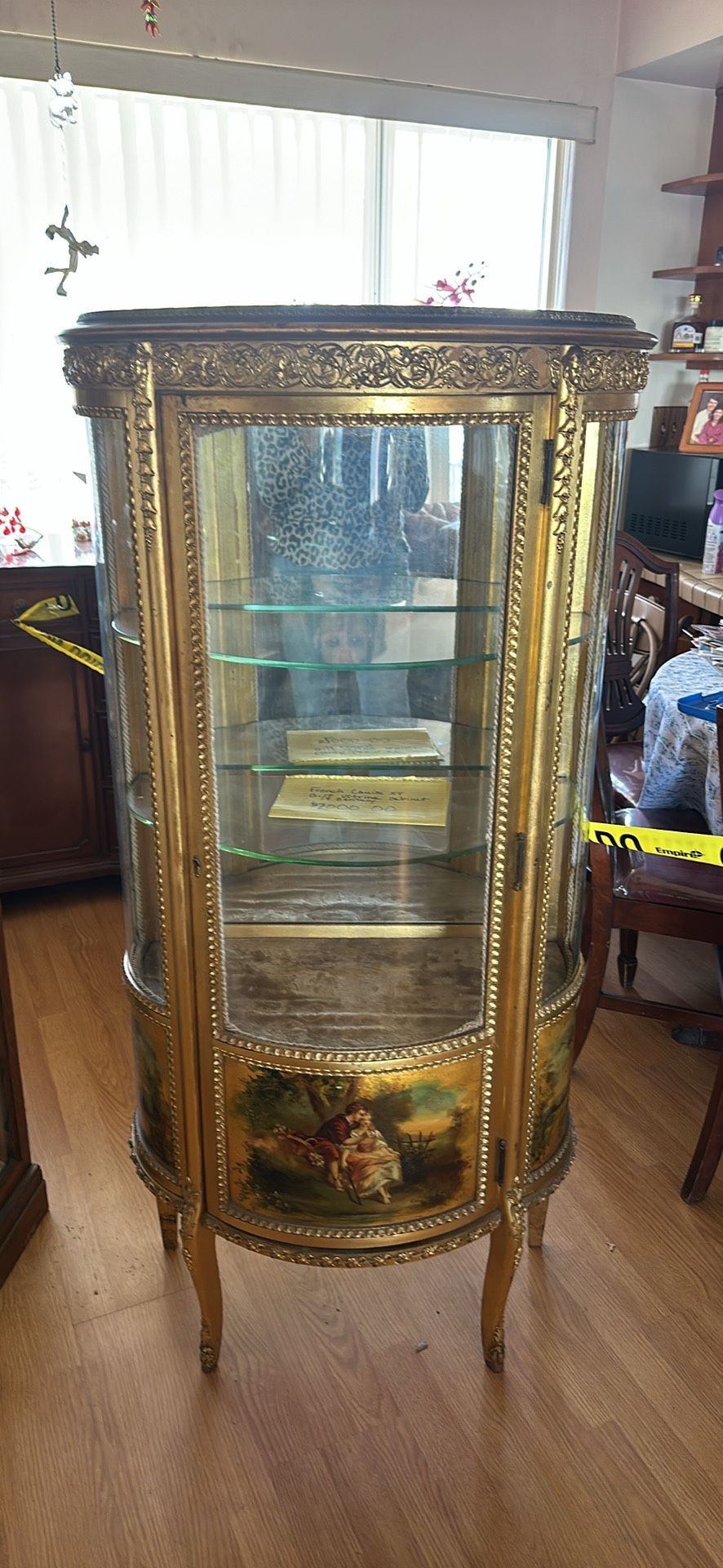 French Louis XV Gilt Vitrine Cabinet 
